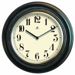 Wood Wall Clock with Metal Bezel Antique Lacquer